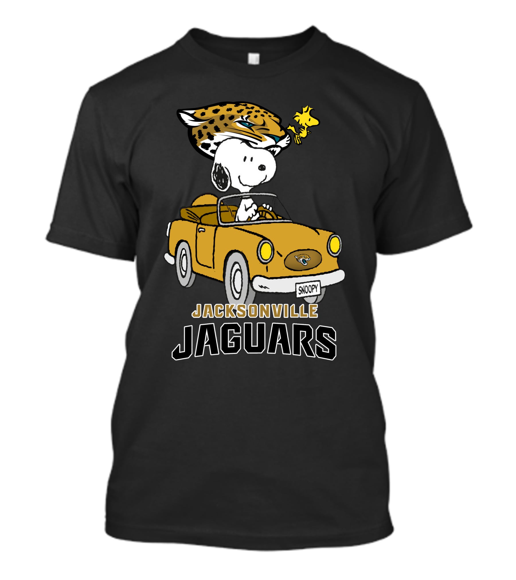Jacksonville Jaguars Snoopy Driving Car With Woodstock T-Shirt