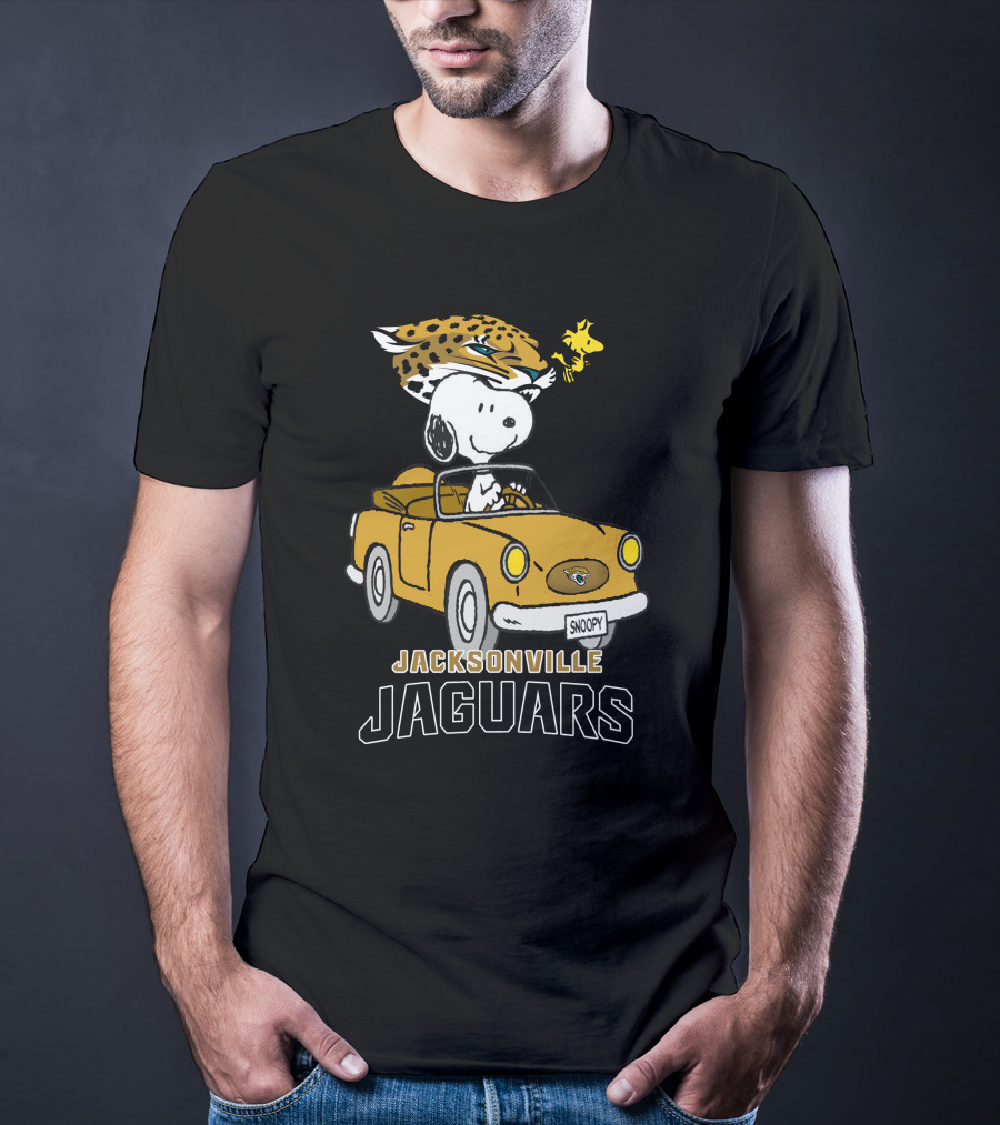 Jacksonville Jaguars Snoopy Driving Car With Woodstock T-Shirt