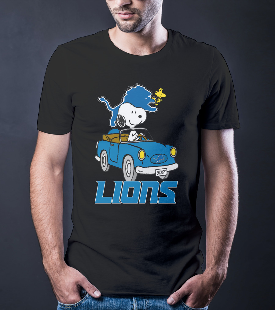 Lions Snoopy Detroit Football Ride With Woodstock T-Shirt