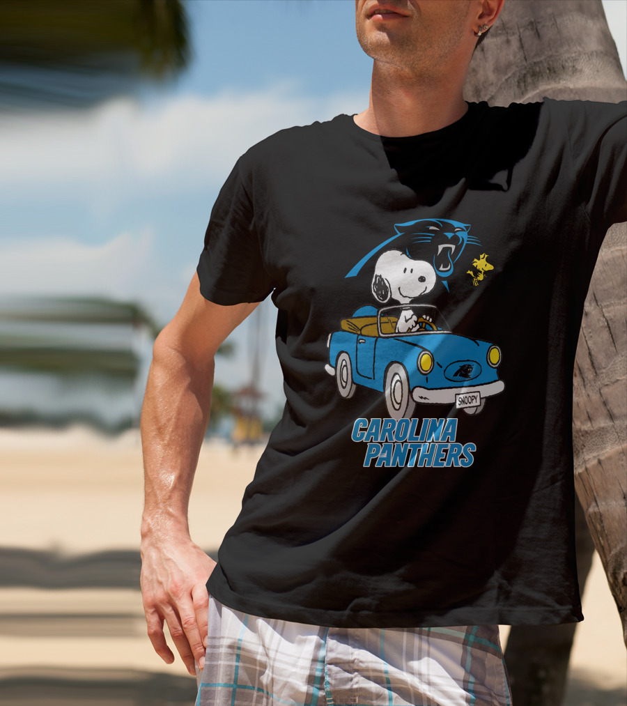 Carolina Panthers Snoopy Driving Adventure T-Shirt