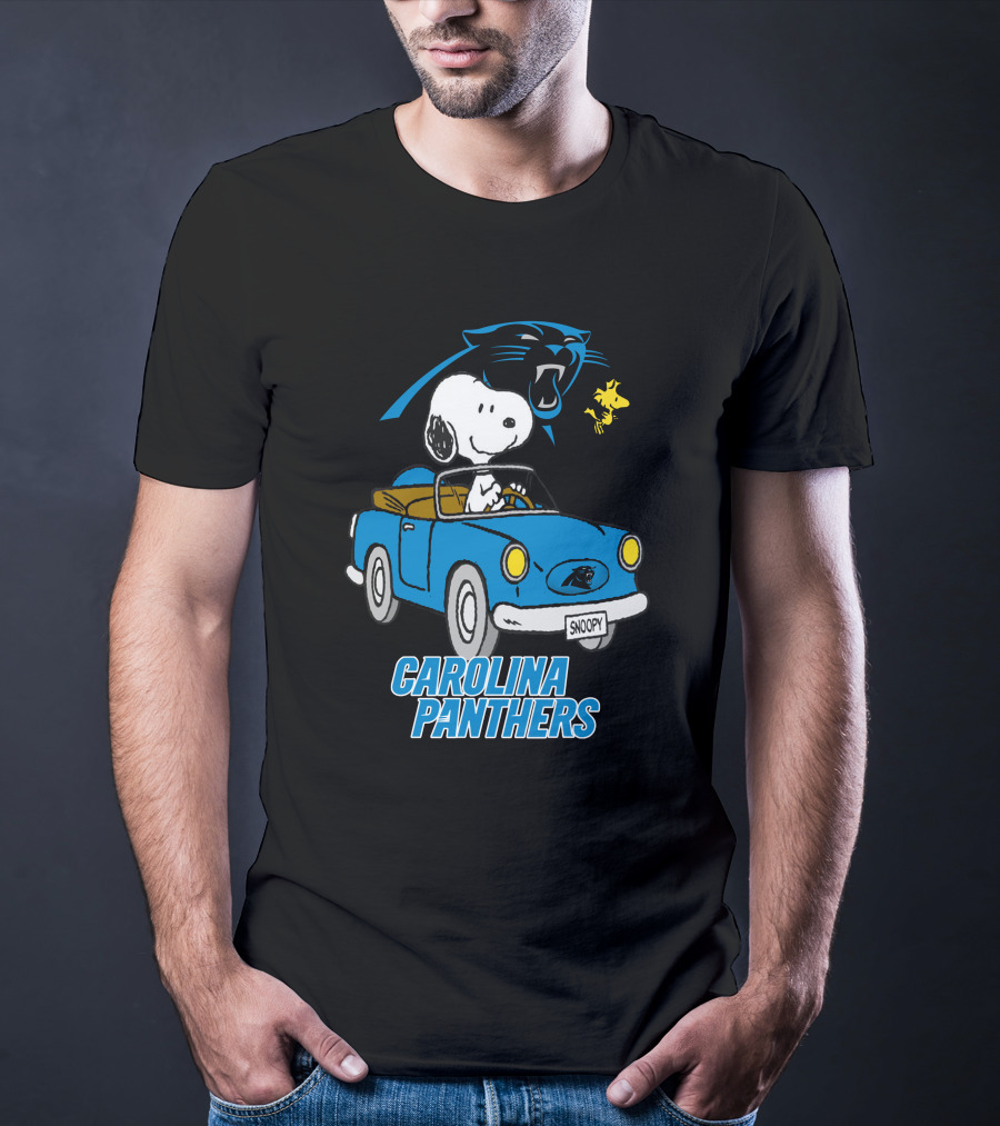 Carolina Panthers Snoopy Driving Adventure T-Shirt