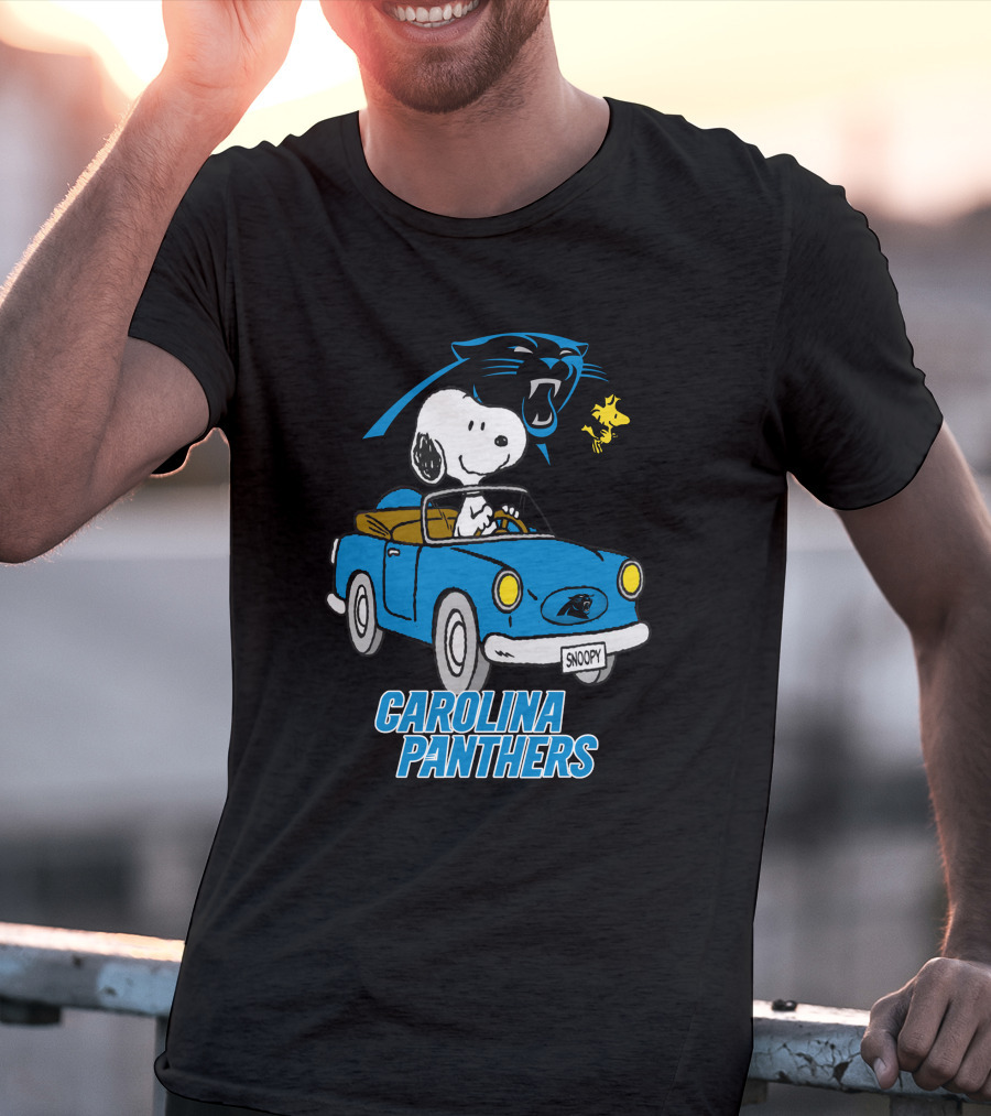 Carolina Panthers Snoopy Driving Adventure T-Shirt