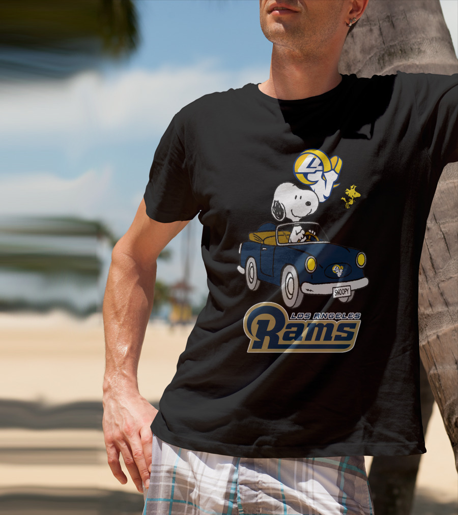 Los Angeles Rams Snoopy Driving With Woodstock T-Shirt