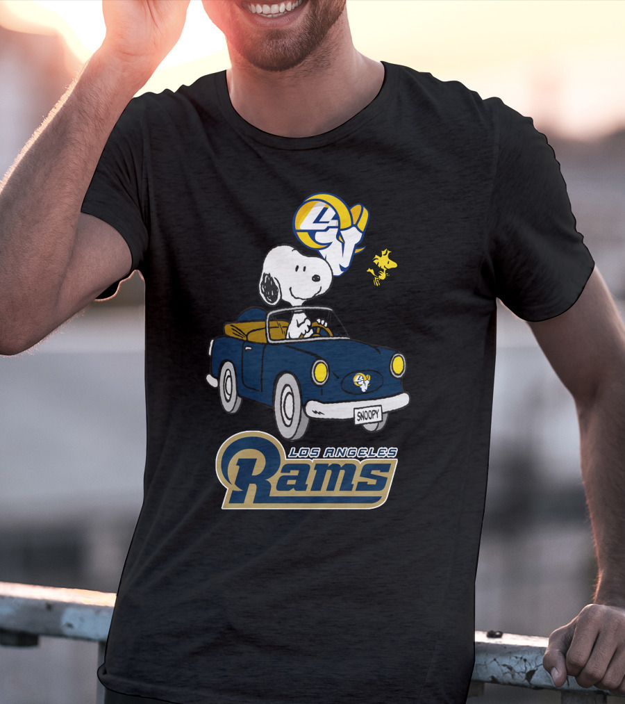 Los Angeles Rams Snoopy Driving With Woodstock T-Shirt
