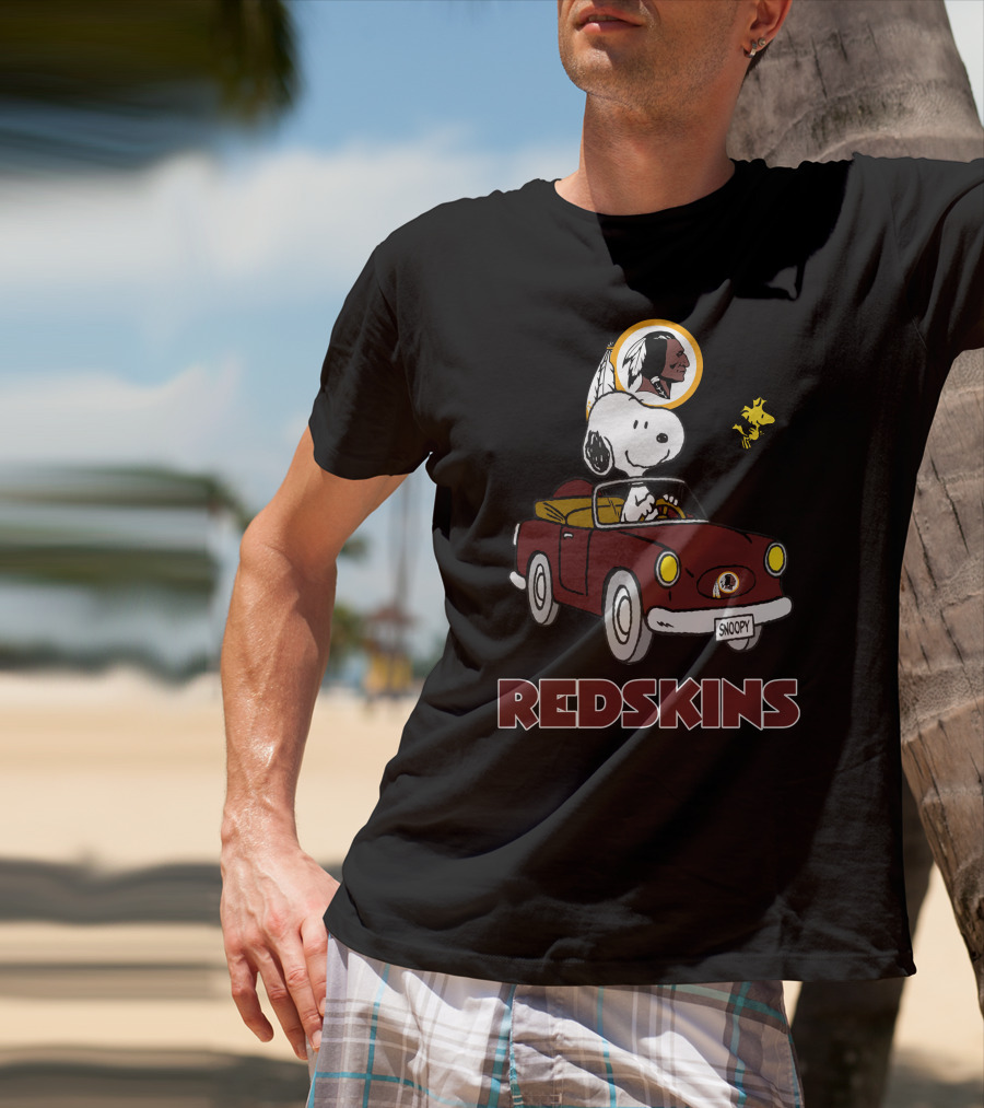 Snoopy Redskins Car Ride With Woodstock T-Shirt