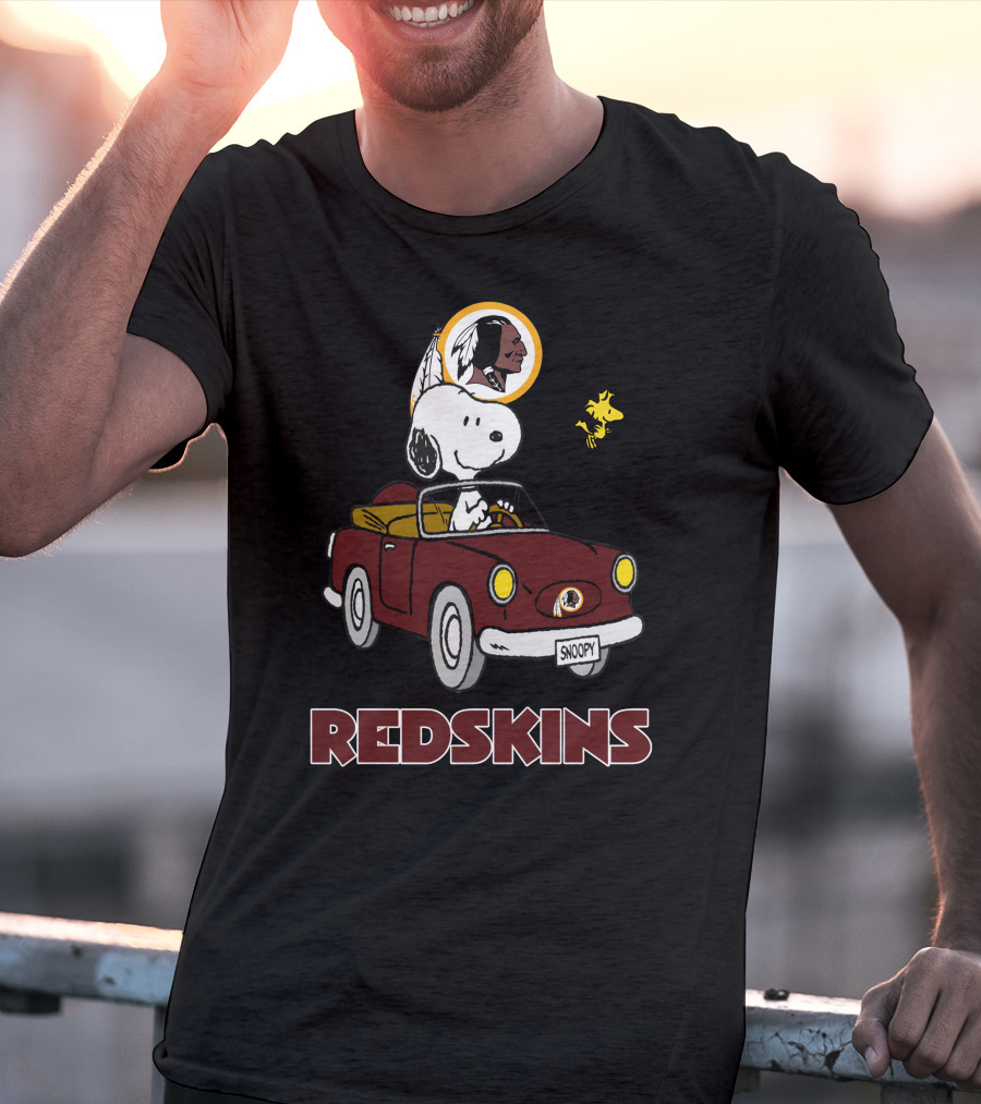 Snoopy Redskins Car Ride With Woodstock T-Shirt