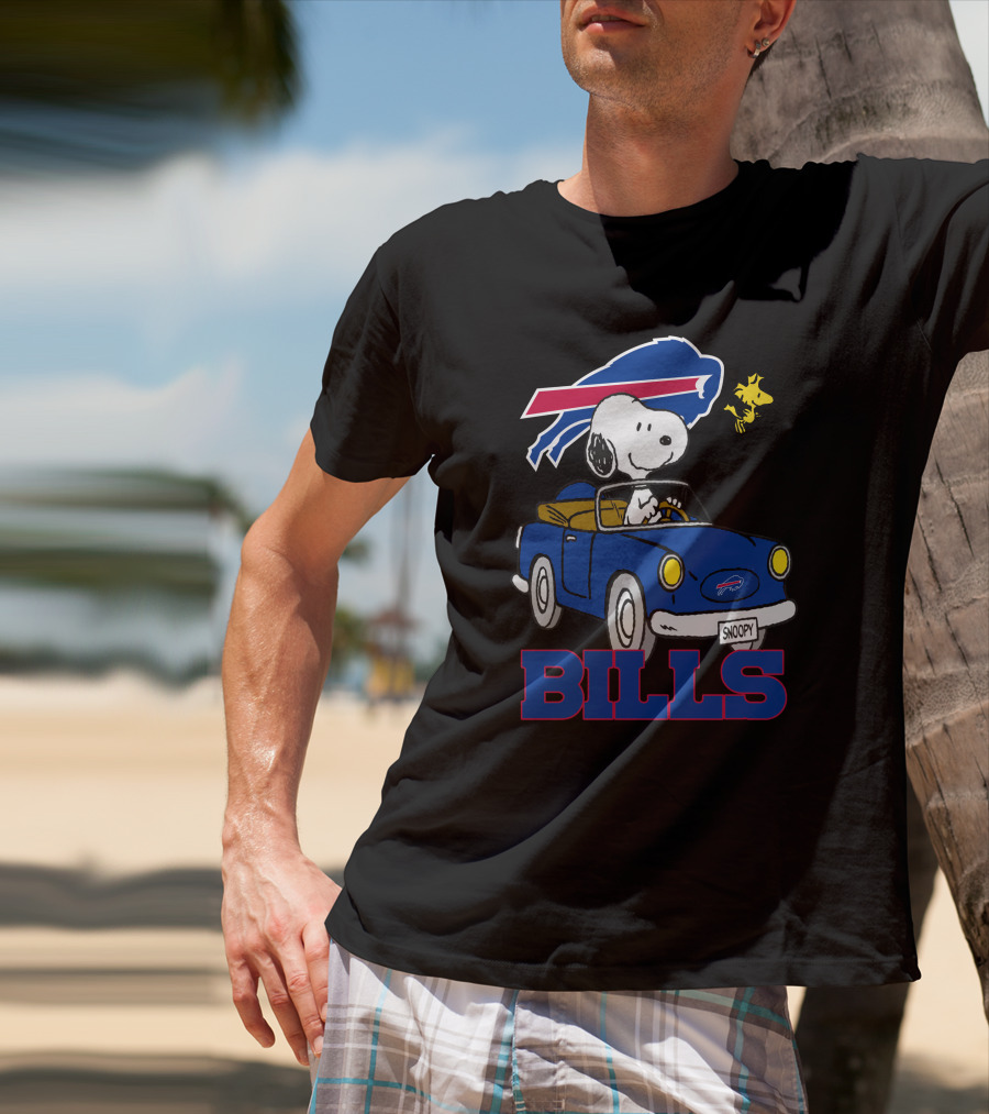 Buffalo Bills Snoopy Driving Woodstock NFL Peanuts T-Shirt