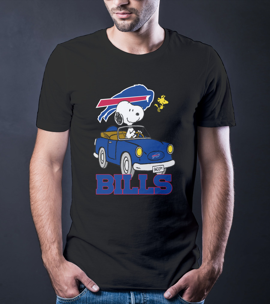 Buffalo Bills Snoopy Driving Woodstock NFL Peanuts T-Shirt