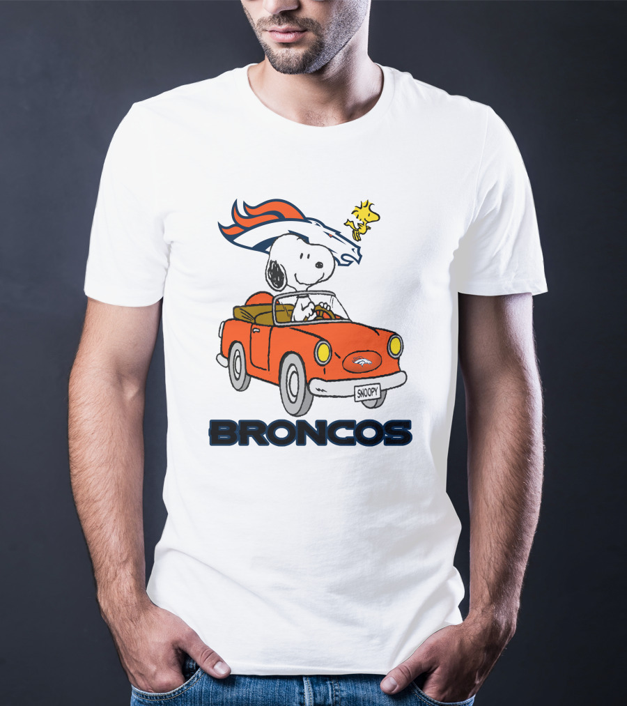 Broncos Snoopy Driving Adventure With Woodstock NFL T-Shirt
