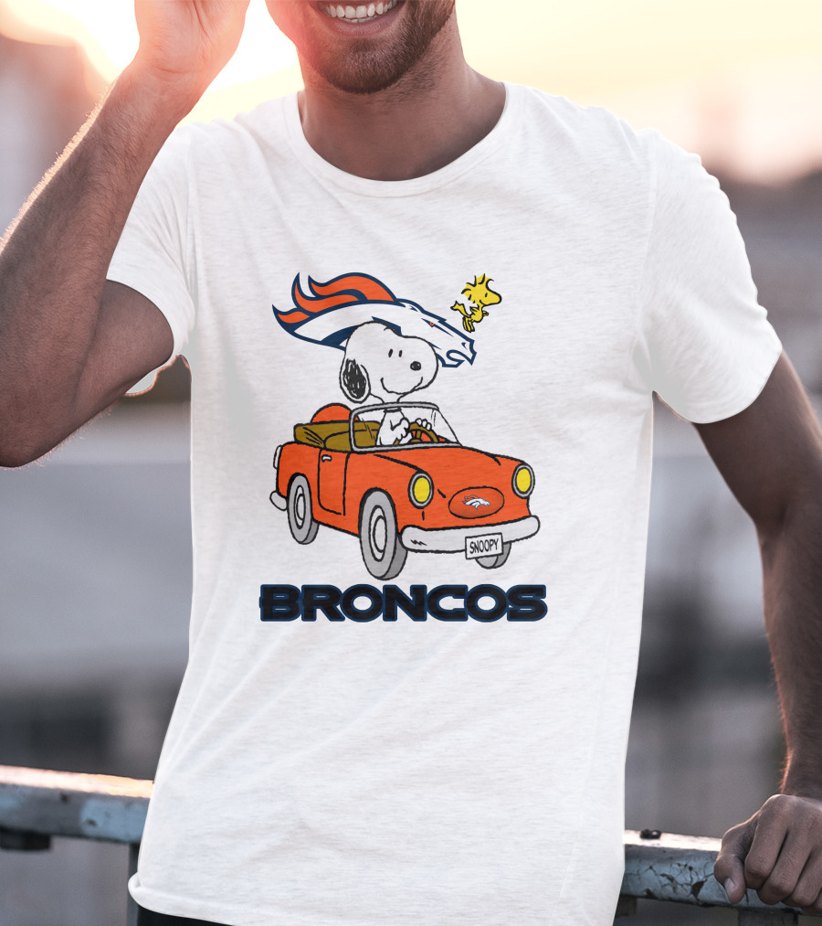 Broncos Snoopy Driving Adventure With Woodstock NFL T-Shirt