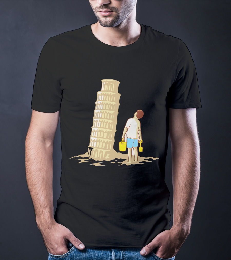 Sandcastle Builder Leaning Tower Of Pisa Summer Fun T-Shirt