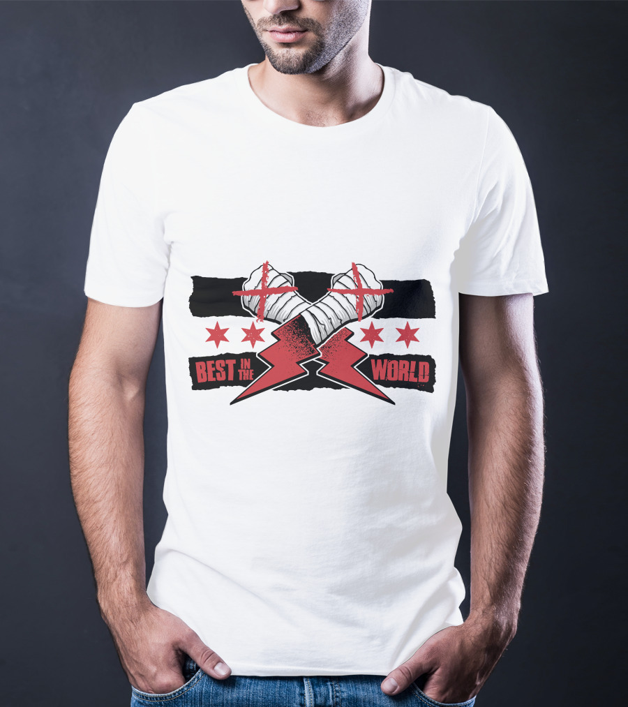 Best In The World Crossed Fists Red Lightning Stars T-Shirt