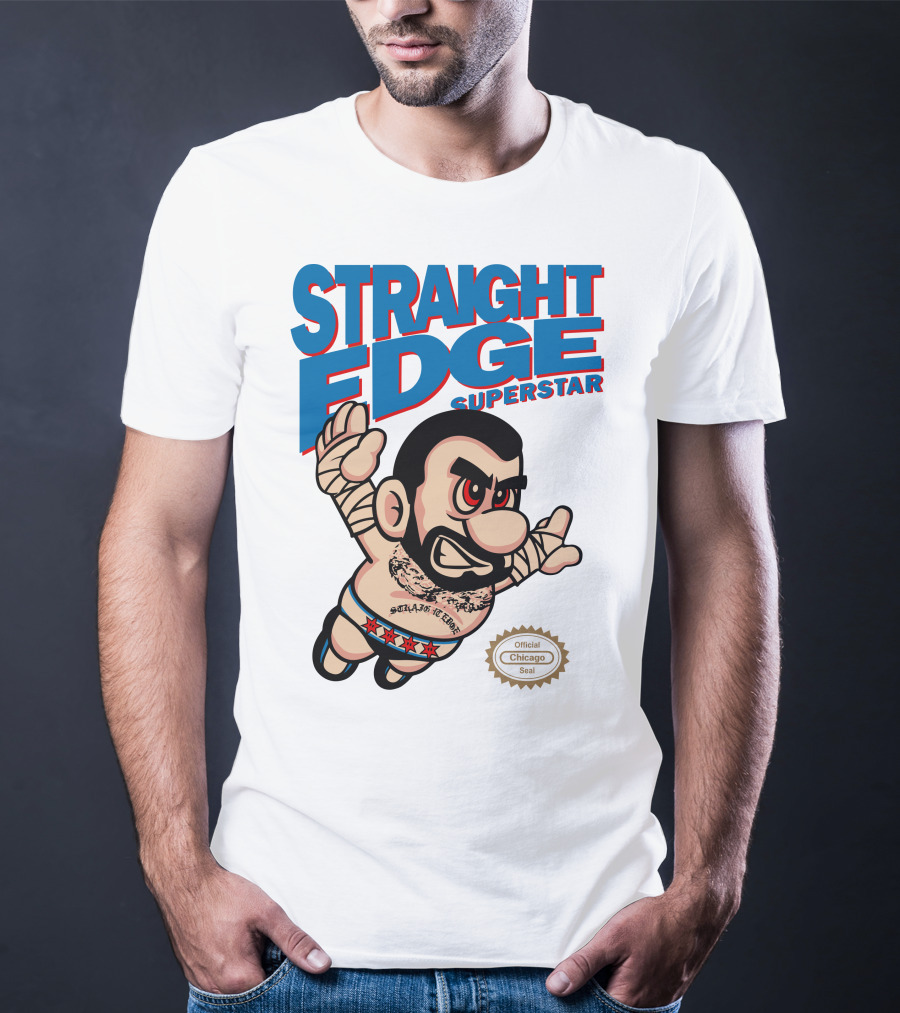 Straight Edge Superstar CM Punk Mario Official Chicago Seal T-Shirt