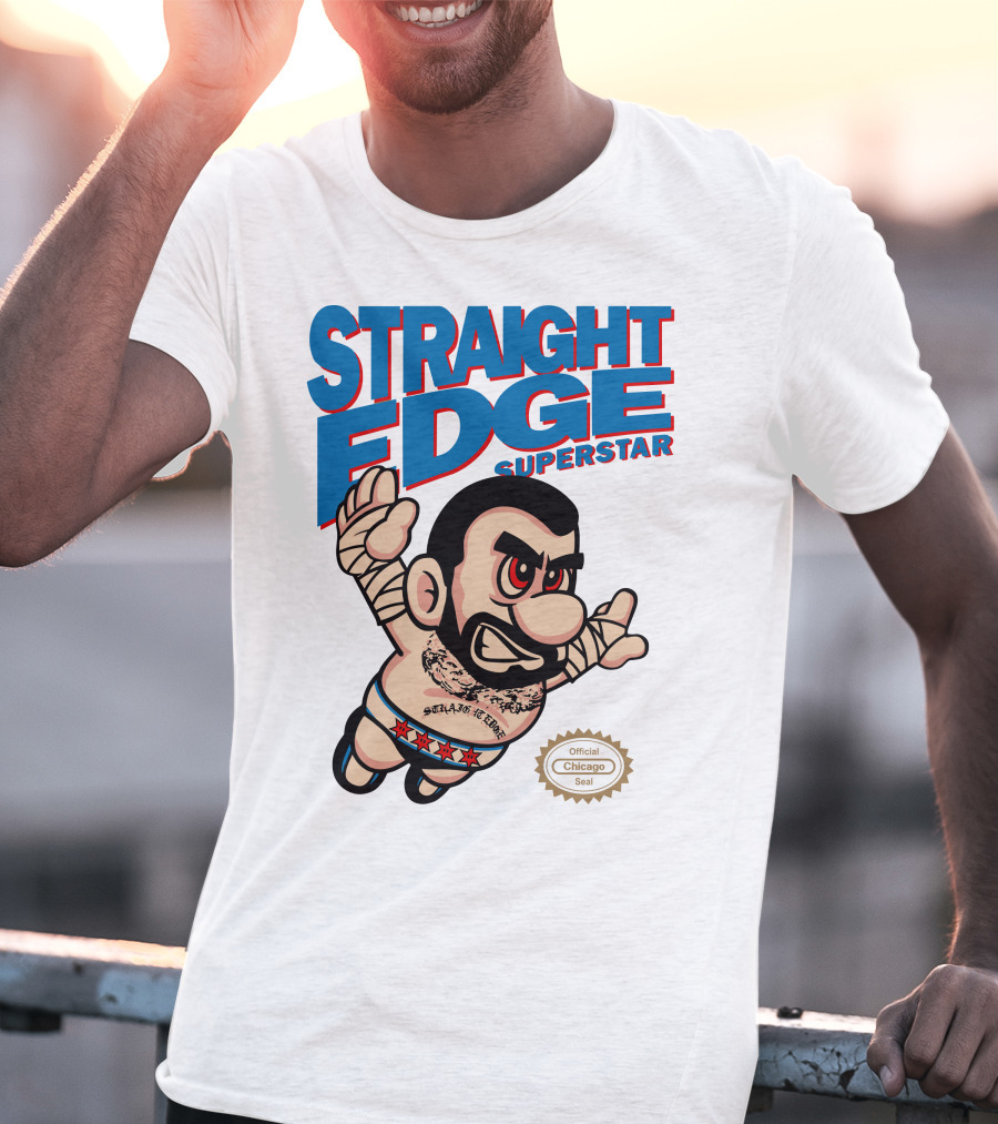 Straight Edge Superstar CM Punk Mario Official Chicago Seal T-Shirt