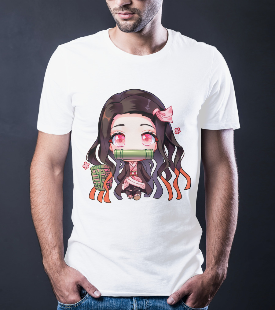 Nezuko Fanart Chibi Style Pink Aesthetic Character T-Shirt