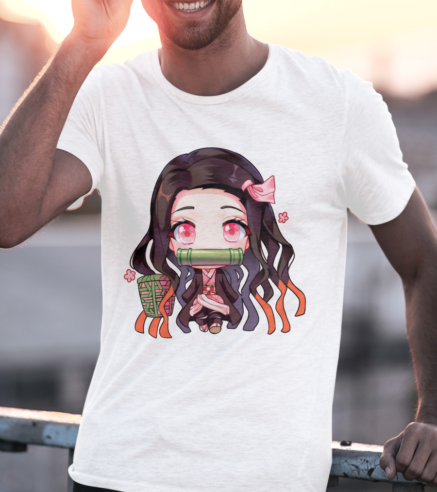 Nezuko Fanart Chibi Style Pink Aesthetic Character T-Shirt