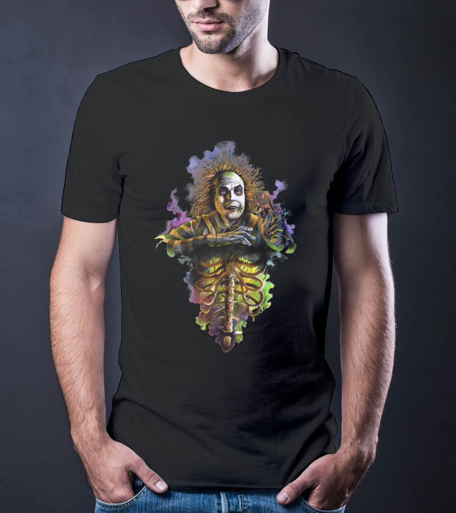 Beetlejuice Bio Exorcist Undead Ghost Character Holding Card T-Shirt