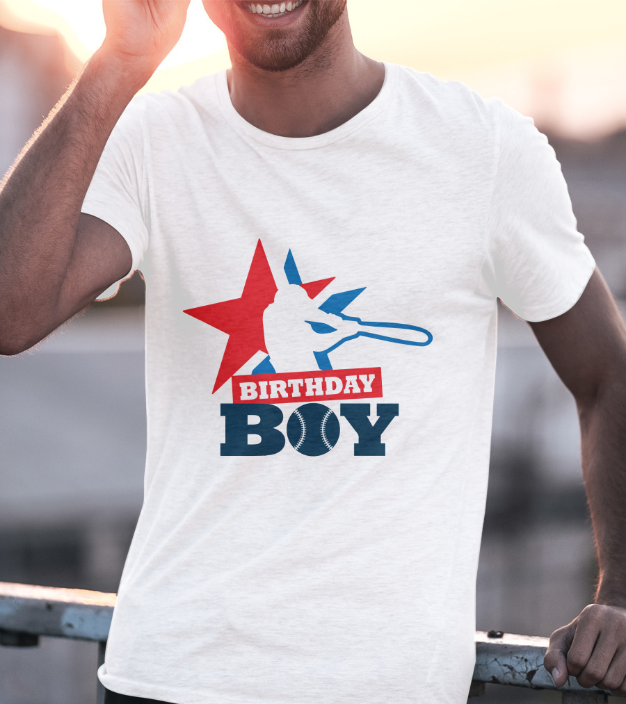 Birthday Boy Baseball Silhouette Star T-Shirt