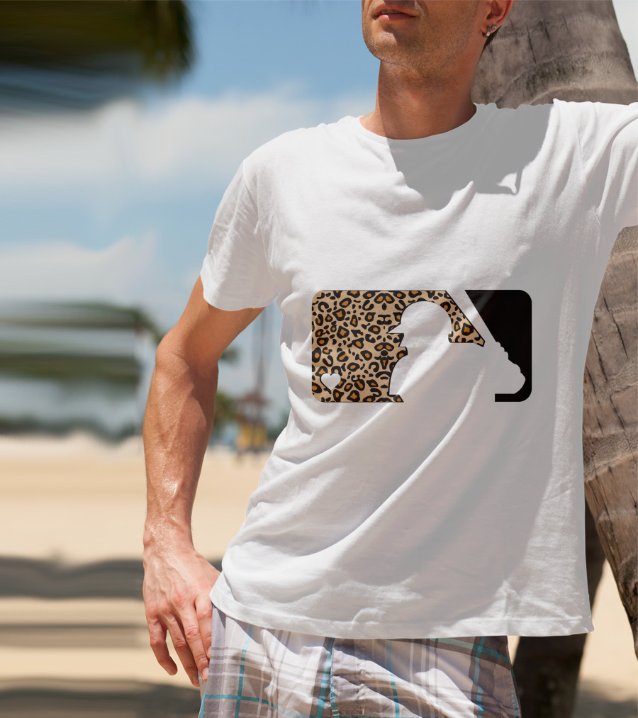 MLB Baseball Leopard Print Batter Silhouette Sublimated T-Shirt