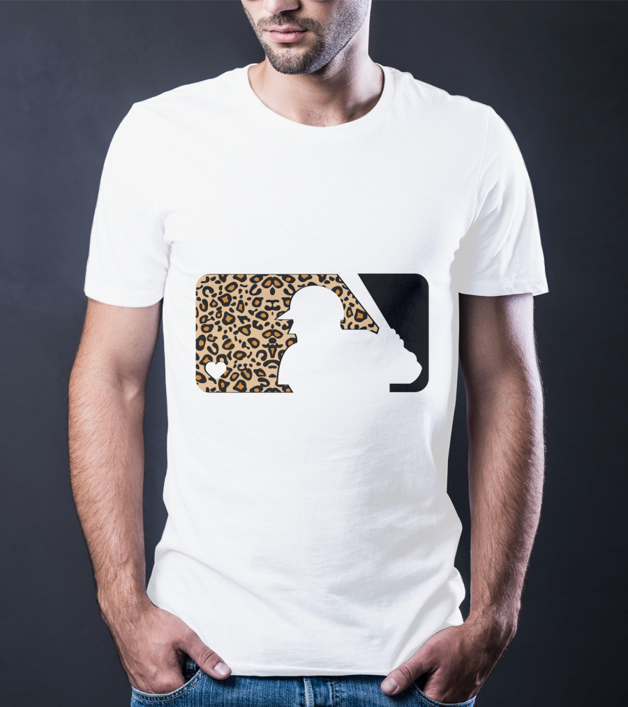 MLB Baseball Leopard Print Batter Silhouette Sublimated T-Shirt