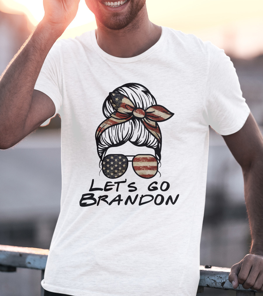 Let's Go Brandon American Flag Sunglasses And Bandana T-Shirt