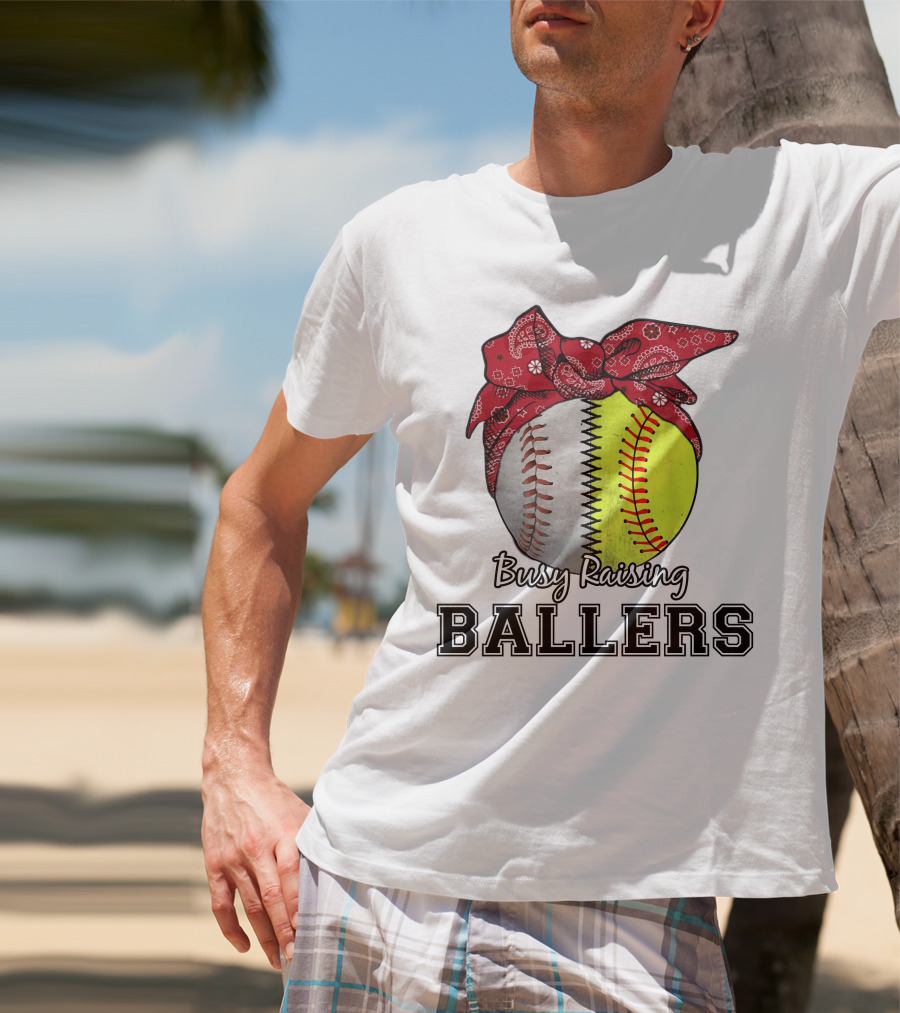 Busy Raising Baseball And Softball Ballers Bandana T-Shirt