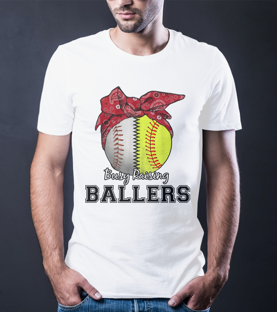 Busy Raising Baseball And Softball Ballers Bandana T-Shirt