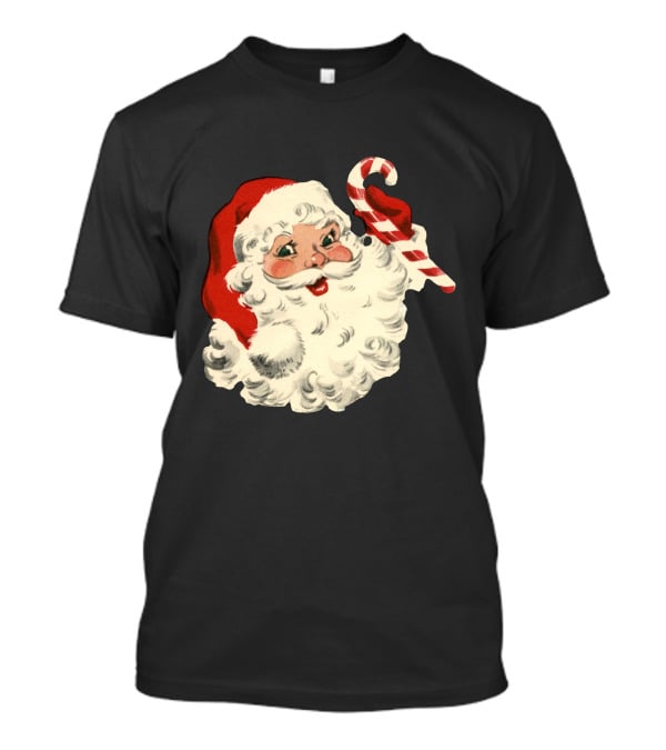 Retro Santa Claus Candy Cane Vintage Christmas T-Shirt