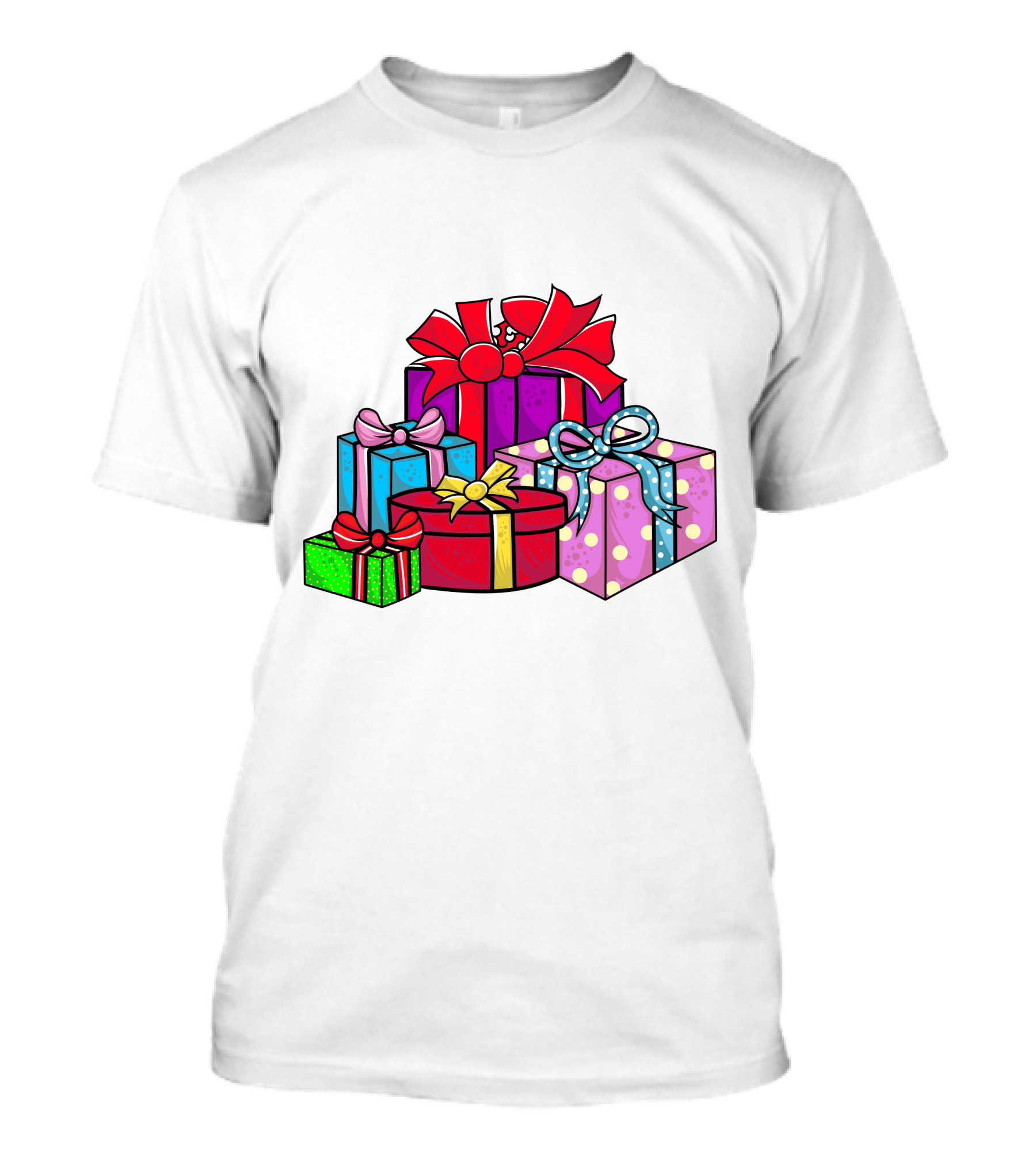 Christmas Presents With Bright Bows And Polka Dots T-Shirt