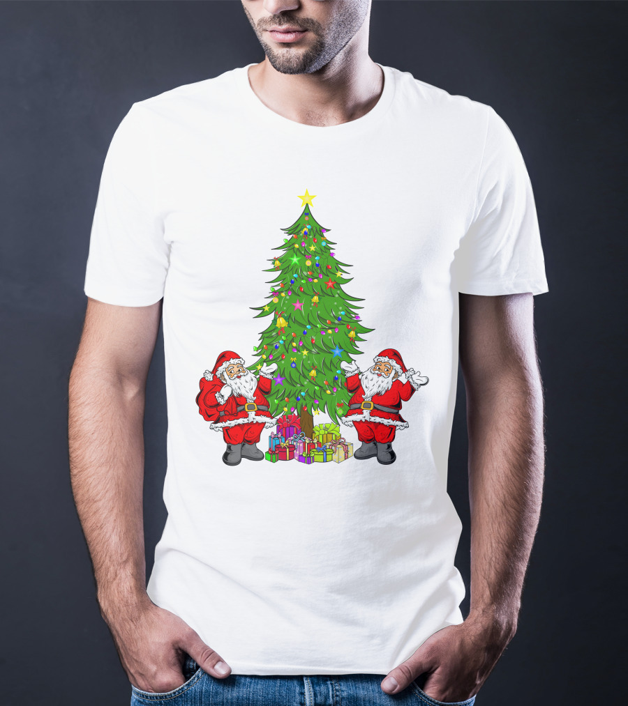 Christmas Tree Santa Claus Presents Holiday Decor T-Shirt