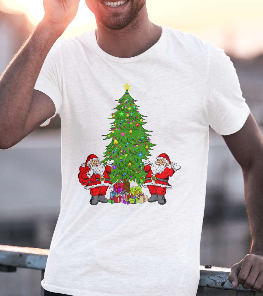 Christmas Tree Santa Claus Presents Holiday Decor T-Shirt