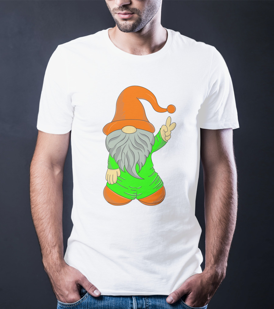 Cute Gnome Say Hi Peace Gesture T-Shirt