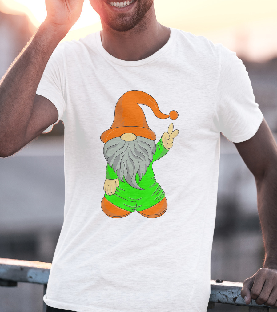 Cute Gnome Say Hi Peace Gesture T-Shirt
