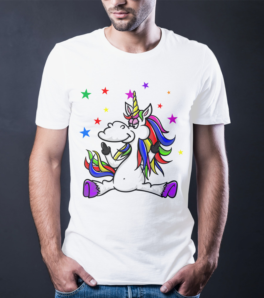 Funny Unicorn Twinkles Rainbow Star T-Shirt