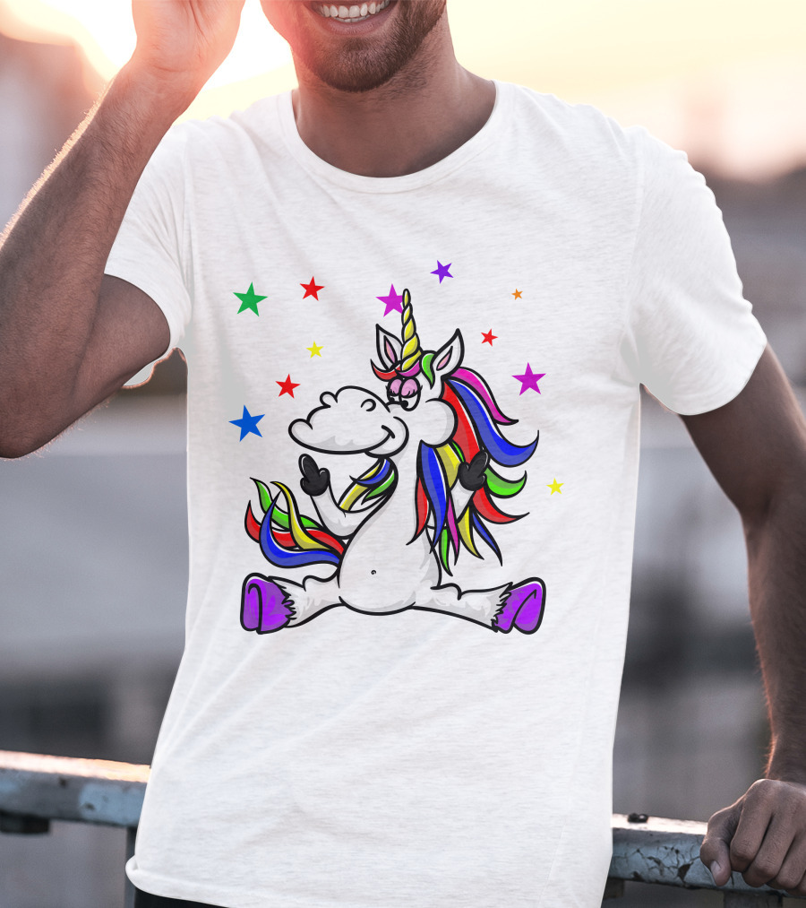 Funny Unicorn Twinkles Rainbow Star T-Shirt