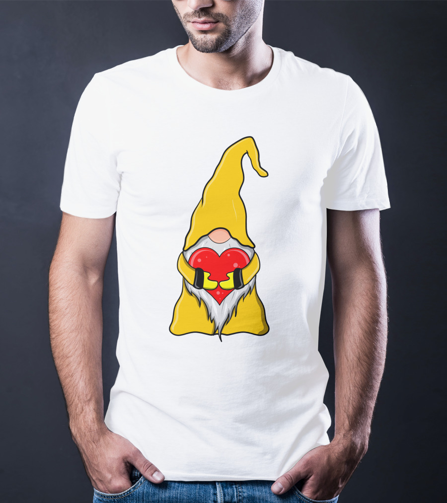Gnome Holding Heart Hippie Valentine T-Shirt