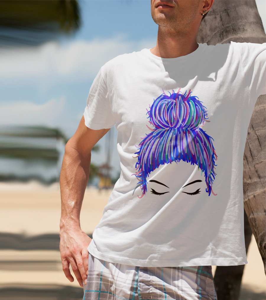 Messy Bun Mom Colorful Hair Updo T-Shirt