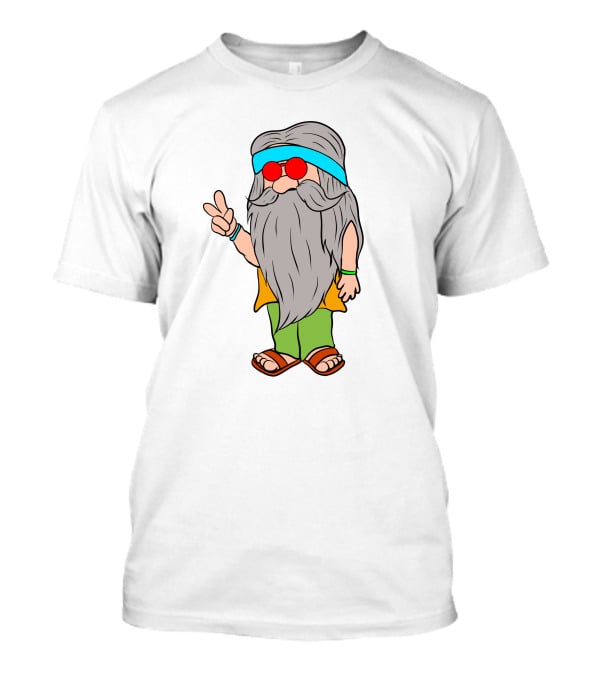 Funny Hippie Gnome Peace Sign Retro Vibes T-Shirt