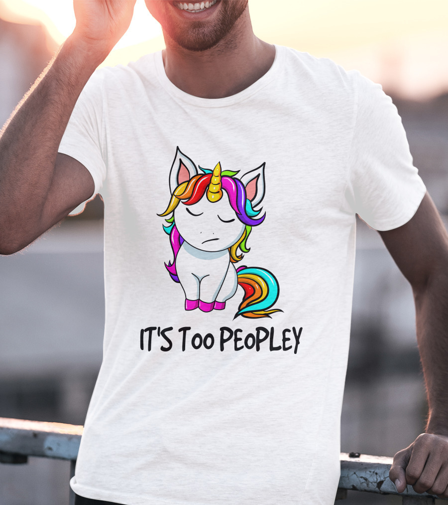 IT'S TOO PEOPLEY Unicorn Rainbow Mane Image T-Shirt