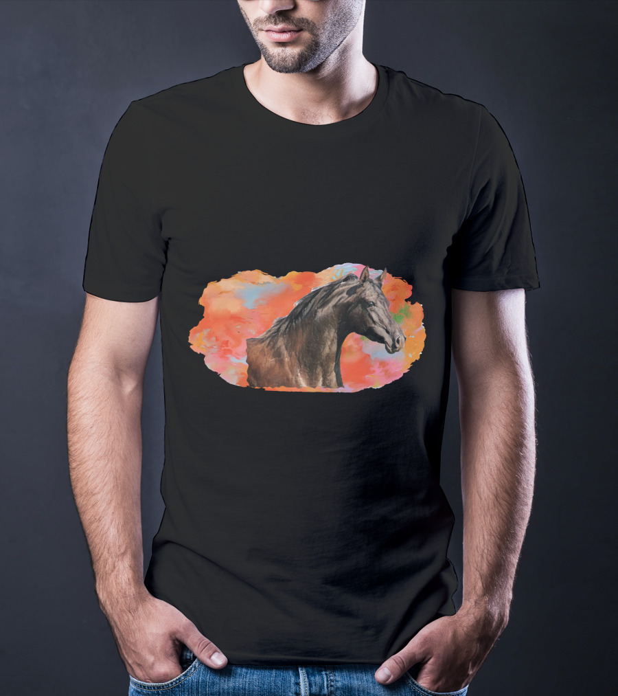 Arabian Horse With Vibrant Abstract Background T-Shirt