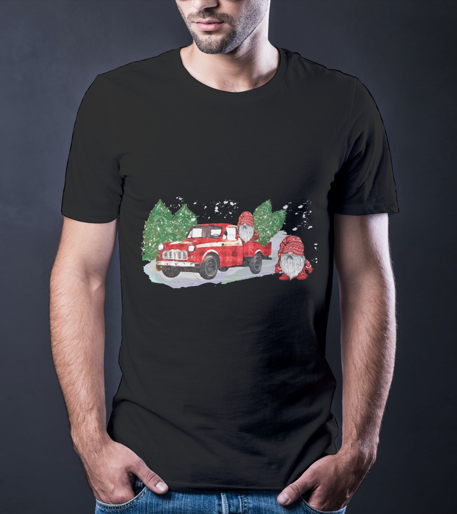 Christmas Tree Farm Red Pickup With Gnomes T-Shirt