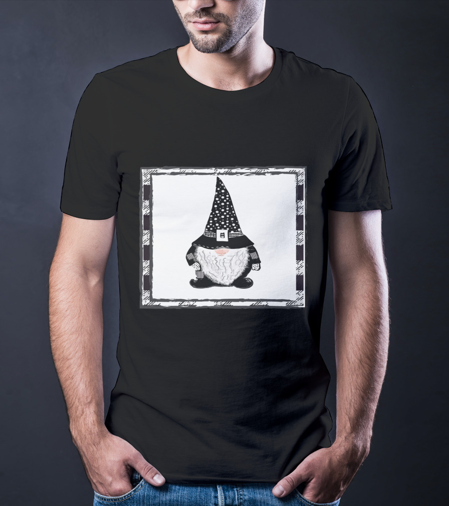 Gnome Black And White Polka Dot Hat Belted T-Shirt