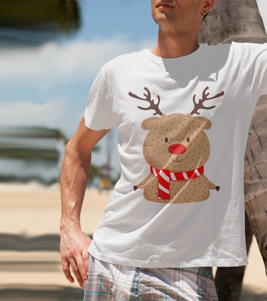 Baby Reindeer In Festive Winter Scarf T-Shirt
