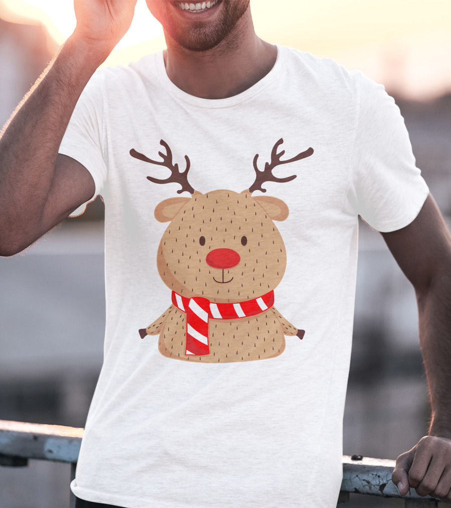 Baby Reindeer In Festive Winter Scarf T-Shirt