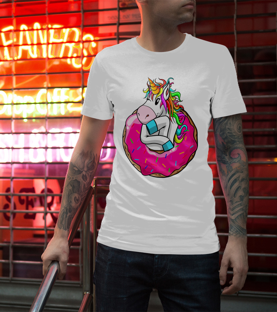 Baby Unicorn Inside Pink Sprinkled Donut T-Shirt