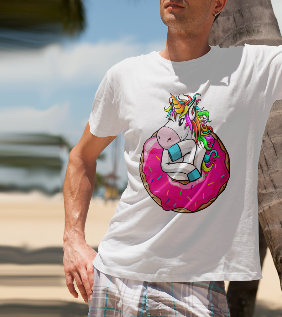 Baby Unicorn Inside Pink Sprinkled Donut T-Shirt