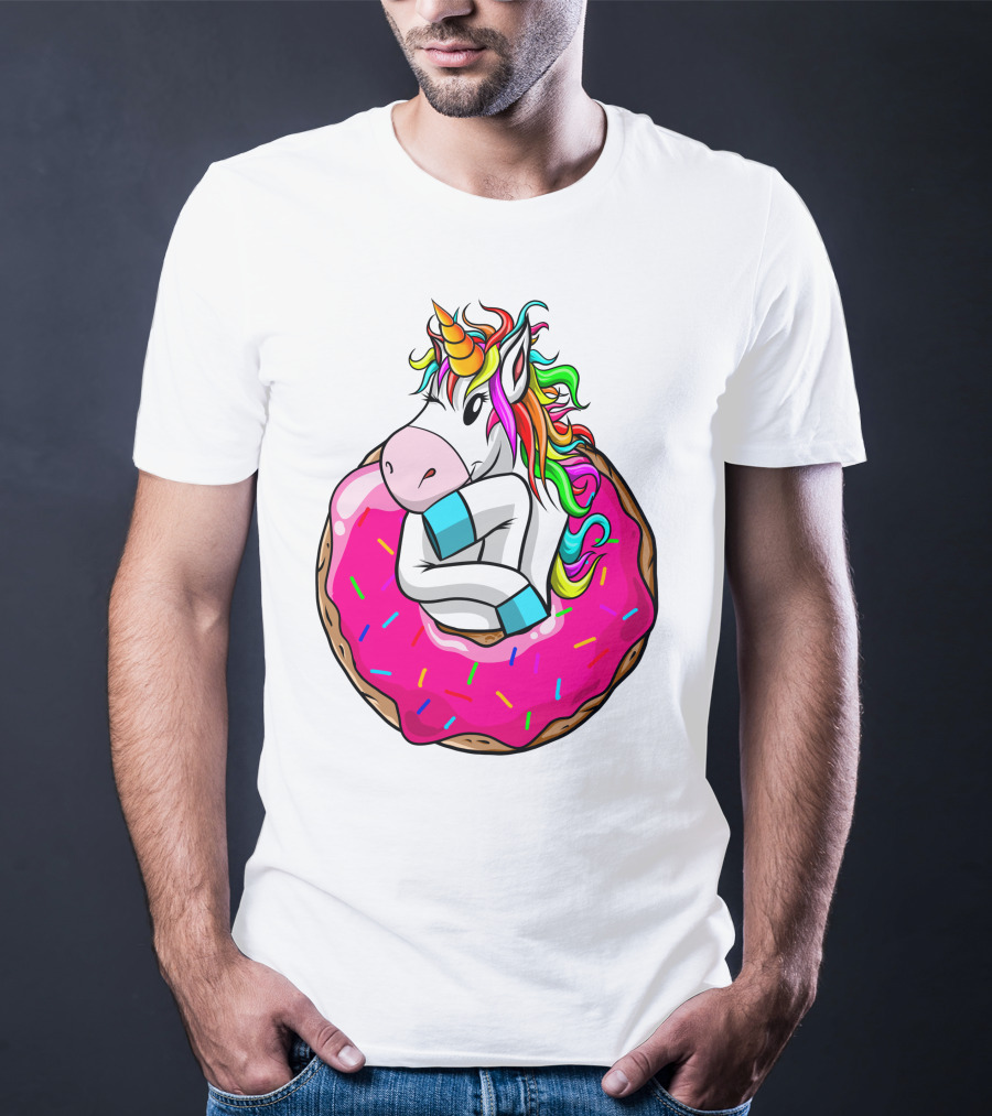 Baby Unicorn Inside Pink Sprinkled Donut T-Shirt