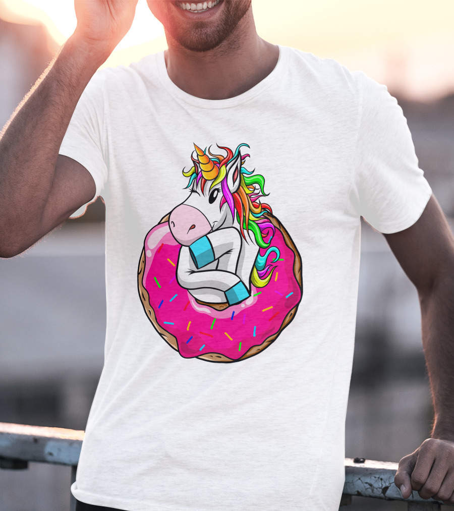 Baby Unicorn Inside Pink Sprinkled Donut T-Shirt