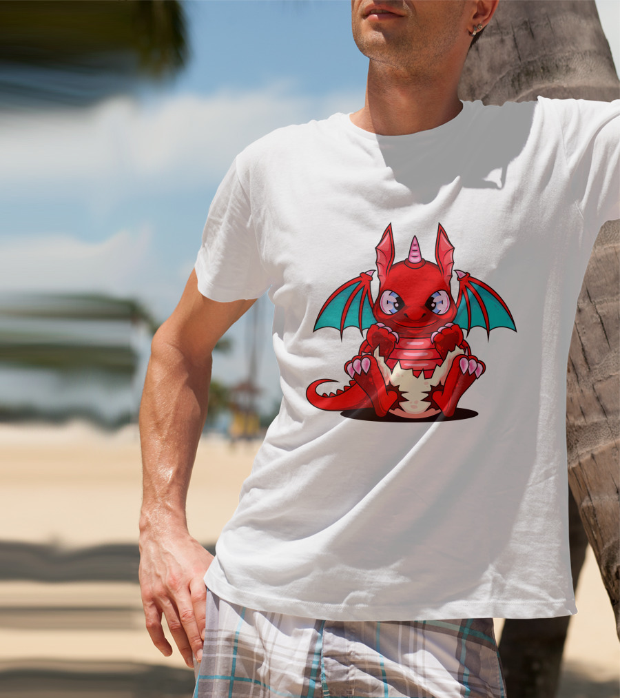 Red Cute Dragon Demon Fantasy Creature T-Shirt