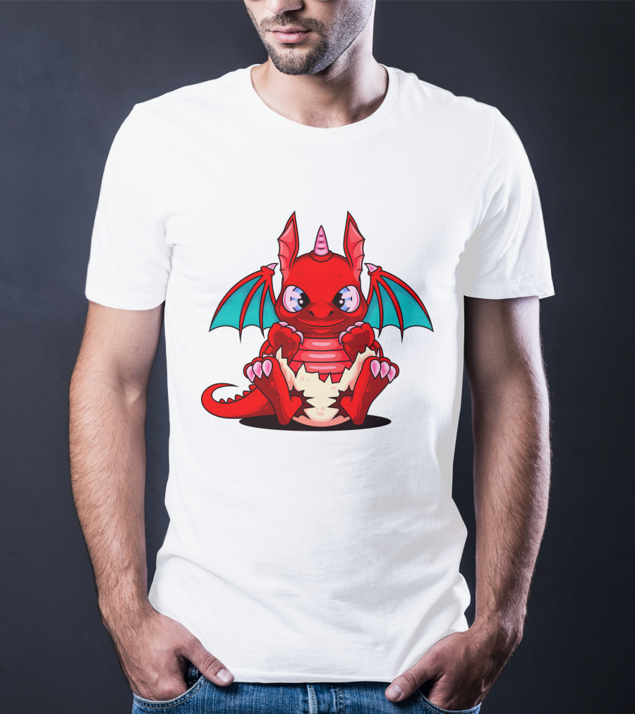 Red Cute Dragon Demon Fantasy Creature T-Shirt
